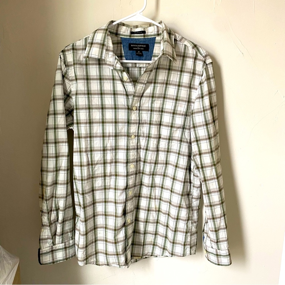 Banana Republic Green plaid button down